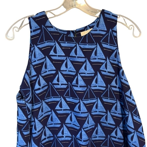 St Tropez Sleeveless Sheath Dress Sailboat Print Cruise Dress Blue Large - Picture 3 of 5